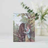 Viktorianisches Pferd und Reiter mit Hunden Postkarte (Stehend Vorderseite)