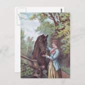 Viktorianisches Pferd und Reiter mit Hunden Postkarte (Vorne/Hinten)