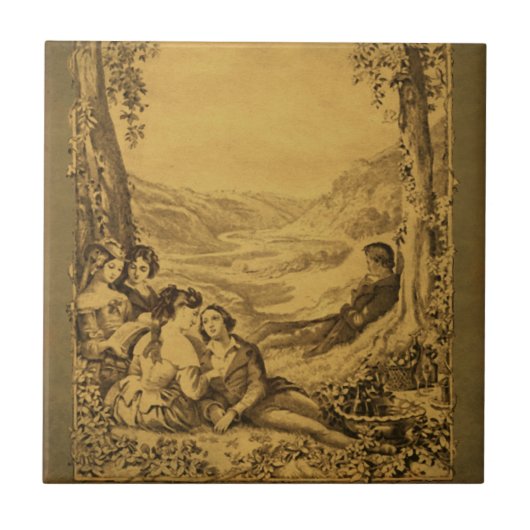 Viktorianisches Picnic Vintag Art Tile Fliese (Vorderseite)