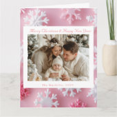 Viktorianisches Pink Snowflake Weihnachts-Foto Dankeskarte (Vorderseite)