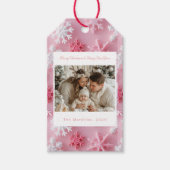 Viktorianisches Pink Snowflake Weihnachts-Foto Geschenkanhänger (Vorderseite)
