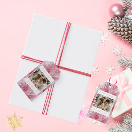 Viktorianisches Pink Snowflake Weihnachts-Foto Geschenkanhänger