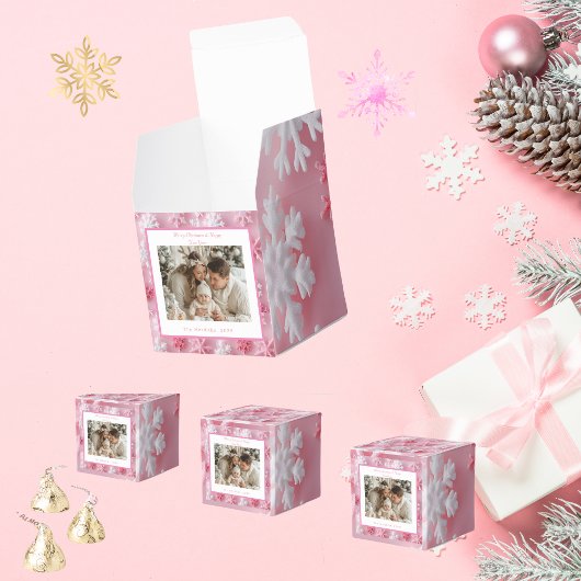 Viktorianisches Pink Snowflake Weihnachts-Foto Geschenkschachtel
