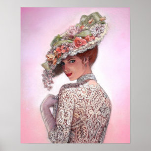Viktorianisches Plakat Dame Decor Portrait Art