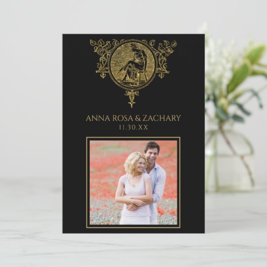 *~* Viktorianisches QR FOTO UAWG AR6 Verzierte Hoc Einladung (Stehend Vorderseite)