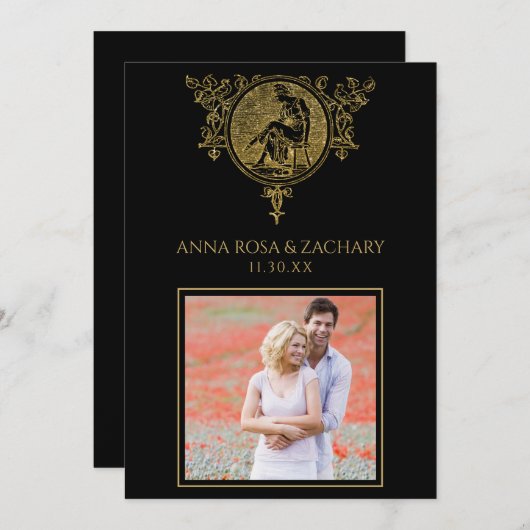 *~* Viktorianisches QR FOTO UAWG AR6 Verzierte Hoc Einladung (Vorne/Hinten)