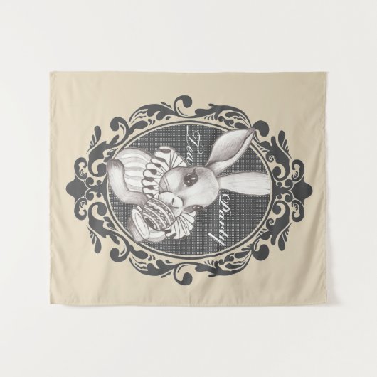 Viktorianisches Rabbit Tea Party Wandteppich (Vorderseite (Horizontal))