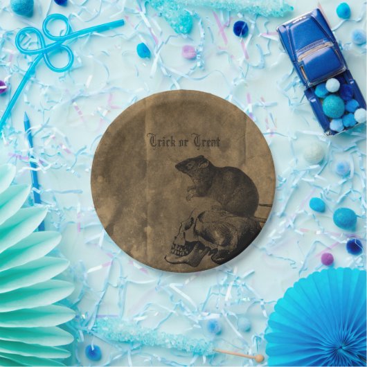 Viktorianisches Rattenthema und Skull Halloween Pappteller (Party)