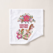 Viktorianisches Rocking Horse & Poinsettia Muster Badhandtuch Set (Waschlappen)