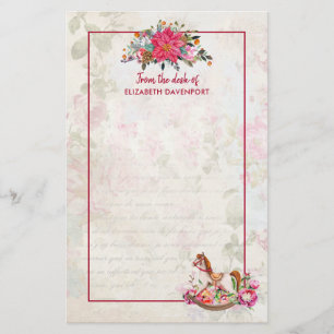 Viktorianisches Rockpferd & Poinsettia Weihnachten Briefpapier