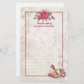 Viktorianisches Rockpferd & Poinsettia Weihnachten Briefpapier (Vorne/Hinten)