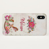 Viktorianisches Rockpferd & Poinsettia Weihnachten Case-Mate iPhone Hülle (Rückseite (Horizontal))