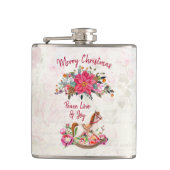 Viktorianisches Rockpferd & Poinsettia Weihnachten Flachmann (Vorderseite)