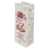 Viktorianisches Rockpferd & Poinsettia Weihnachten Geschenktüte Für Weinflaschen (Vorderseite Schrägansicht)