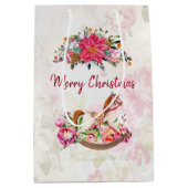 Viktorianisches Rockpferd & Poinsettia Weihnachten Mittlere Geschenktüte (Vorderseite)