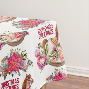 Viktorianisches Rockpferd & Poinsettia Weihnachten Tischdecke