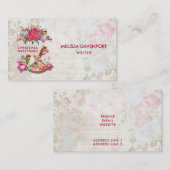 Viktorianisches Rockpferd & Poinsettia Weihnachten Visitenkarte (Vorne/Hinten)