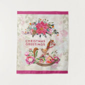 Viktorianisches Rockpferd & Poinsettia Weihnachten Wandteppich (Vorderseite)