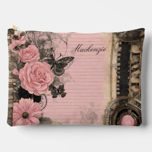 Viktorianisches Rosa Florales Schwarz Steampunk Fl Zubehörtasche