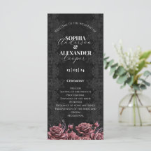 Viktorianisches Rosa Gothic Floral Wedding Program