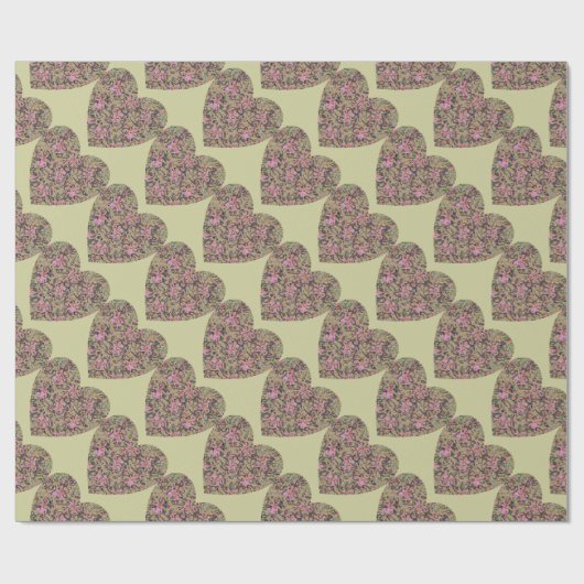 Viktorianisches rosa Herz-Umschlagpapier Geschenkpapier (Flach)