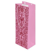Viktorianisches rosa Motiv Geschenktüte Für Weinflaschen (Rückseite Schrägansicht)