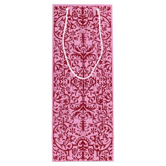 Viktorianisches rosa Motiv Geschenktüte Für Weinflaschen (Rückseite)