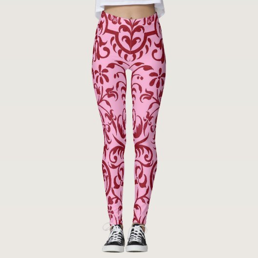 Viktorianisches rosa Motiv Leggings (Vorderseite)
