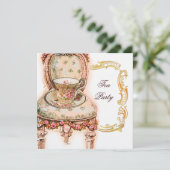 Viktorianisches Rosa Tee-Party Einladung (Stehend Vorderseite)