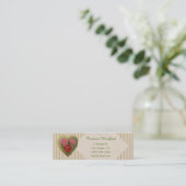 Viktorianisches Rosen-Herz und gestreiftes Leinen Mini Visitenkarte (Stehend Vorderseite)