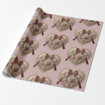 Viktorianisches Rosen-Spitzen-Herz-Geschenkpapier