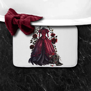 Viktorianisches Rotes Kleid und Heels Antike Ros Badematte