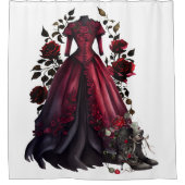Viktorianisches Rotes Kleid und Heels | Antike Ros Duschvorhang (Vorderseite)