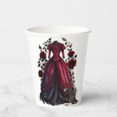 Viktorianisches Rotes Kleid und Heels | Antike Ros Pappbecher (Vorderseite)