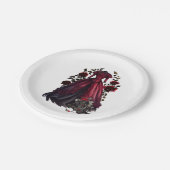 Viktorianisches Rotes Kleid und Heels | Antike Ros Pappteller (Schrägansicht)