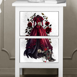 Viktorianisches Rotes Kleid und Heels | Antike Ros Seidenpapier