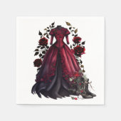 Viktorianisches Rotes Kleid und Heels | Antike Ros Serviette (Vorderseite)