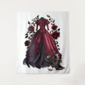 Viktorianisches Rotes Kleid und Heels | Antike Ros Wandteppich (Vorderseite)