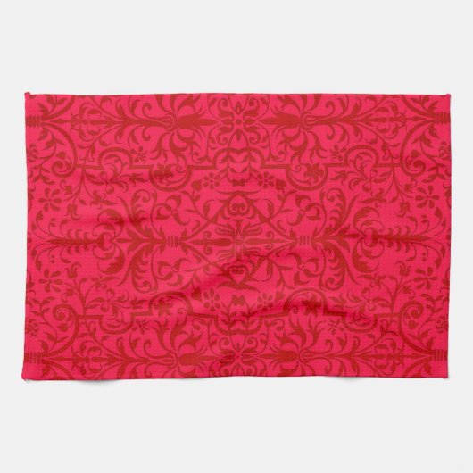 Viktorianisches rotes Motiv Geschirrtuch (Horizontal)