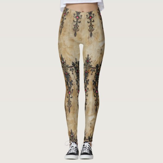 Viktorianisches Rubinpüppchen-Gotikmuster (3) Leggings (Vorderseite)
