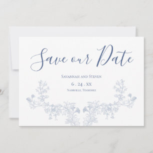 Viktorianisches sanftes blaues Blumen-Save-the-Dat Save The Date