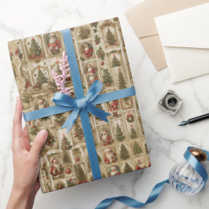 Viktorianisches Santa-Ephemera-Design Weihnachtsco Geschenkpapier