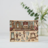 Viktorianisches Schlafzimmer Postkarte (Stehend Vorderseite)