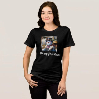 Viktorianisches Schneemann-Weihnachtsdesign Tri-Blend Shirt