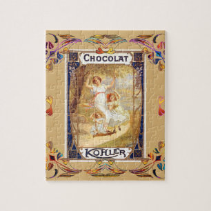 Viktorianisches Schokoladenetikett floral elegant Puzzle