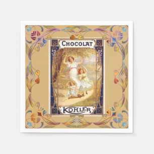Viktorianisches Schokoladenetikett Tasche Serviette
