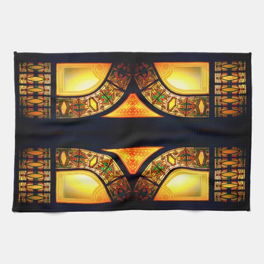 Viktorianisches Schwarz-Gold Geschirrtuch (Horizontal)