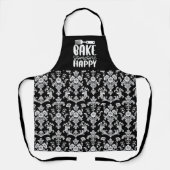 Viktorianisches Schwarz-Weiß-Damaskus-Muster Schürze (Vorderseite)