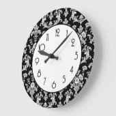 Viktorianisches Schwarz-Weiß-Damaskusmuster Große Wanduhr (Winkel)