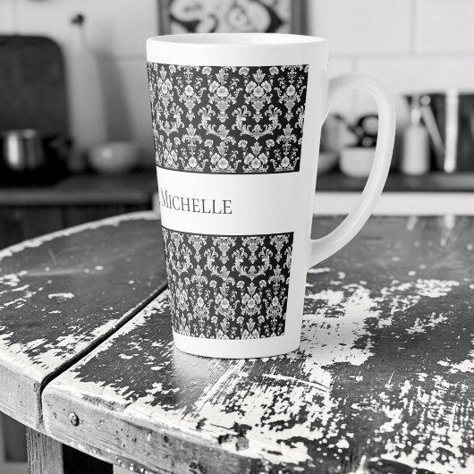 Viktorianisches Schwarz-Weiß-Damaskusmuster Milchtasse